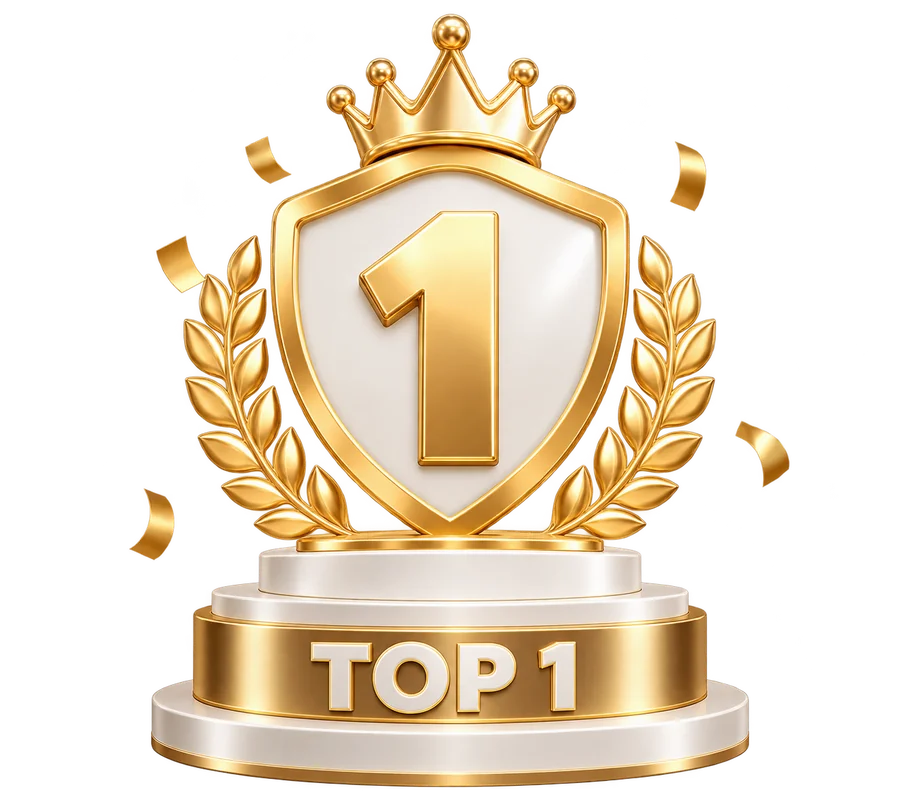 ถ้วยรางวัลอันดับ 1 สื่อถึงการจัดอันดับคลินิก